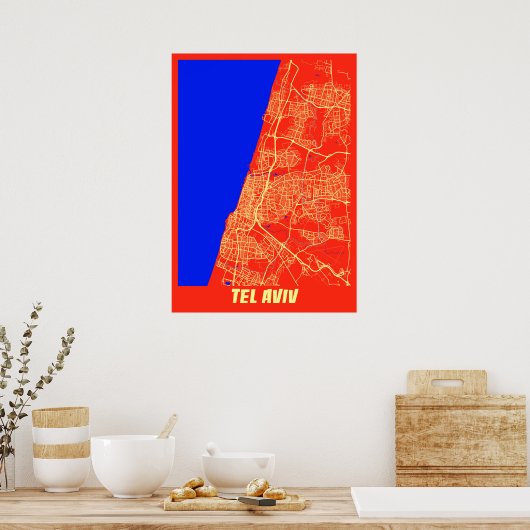Tel Aviv - Israel Retro City Map Poster (Keuken)
