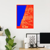 Tel Aviv - Israel Retro City Map Poster (Thuiskantoor)