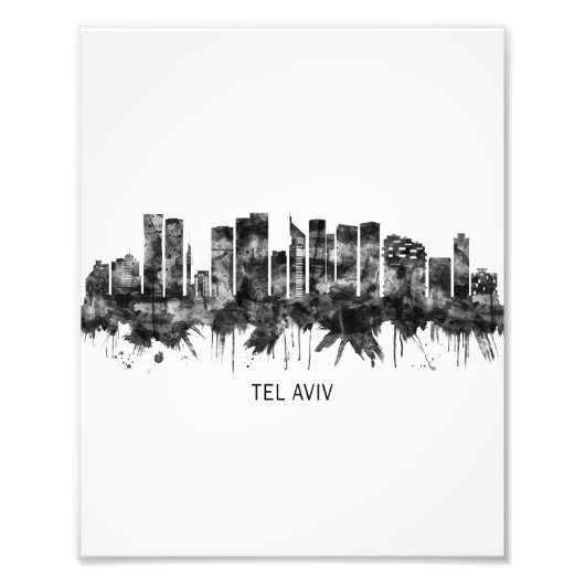 Tel Aviv Israel Skyline BW Foto Afdruk (Voorkant)