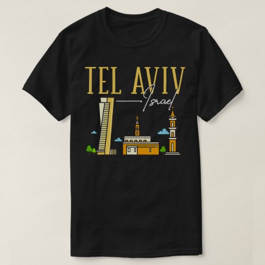 Tel Aviv Israel Skyline Map Travel T-shirt (Design voorkant)