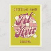 Tel Aviv Israel vakantie retro groen Briefkaart (Voorkant)