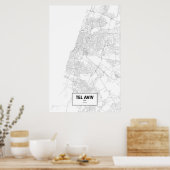 Tel Aviv, Israël (zwart op wit) Poster (Keuken)