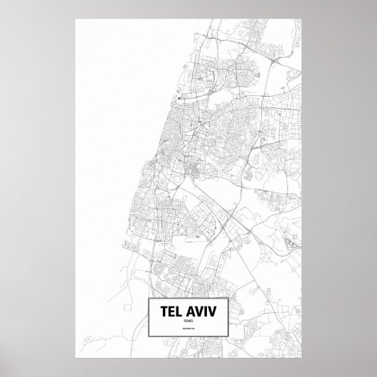 Tel Aviv, Israël (zwart op wit) Poster (Voorkant)