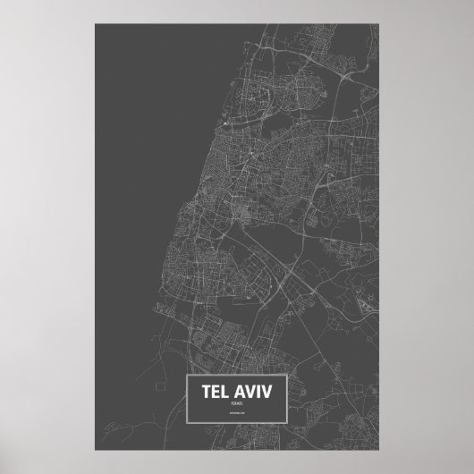 Tel Aviv, Israël (zwart wit) Poster (Voorkant)