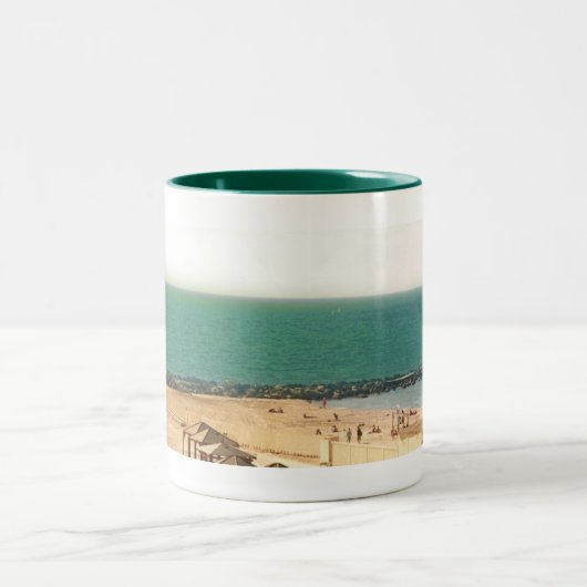 tel aviv strand tweekleurige koffiemok (Center)