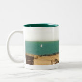 tel aviv strand tweekleurige koffiemok (Links)