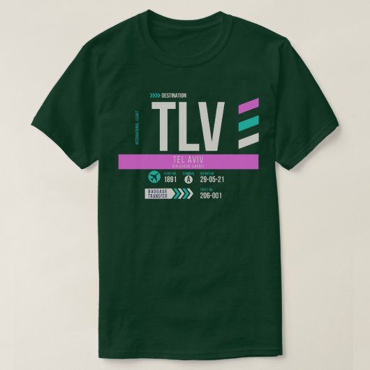 Tel Aviv TLV luchthavencode Bagage Label 1 T-shirt (Design voorkant)