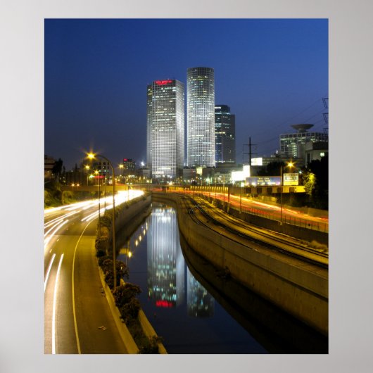 Tel Aviv Towers Night Photo Poster (Voorkant)