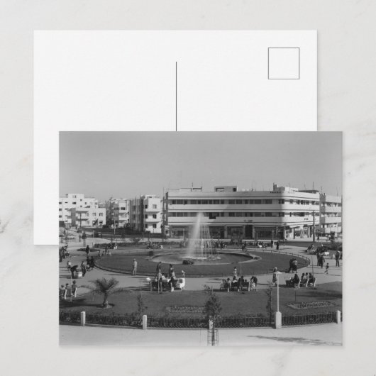 Tel Aviv's Dizengoff Circle in de jaren dertig Briefkaart (Voorkant / Achterkant)