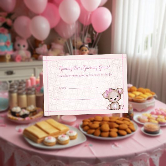 Tel de Beren Baby shower spel schattig meisje Beer Informatiekaartje