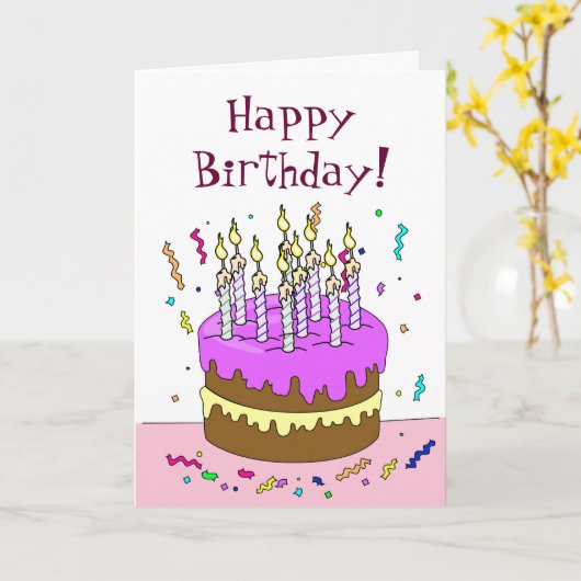 Tel de verjaardagen van de kaarsen! taart kaart (Gele Bloem)