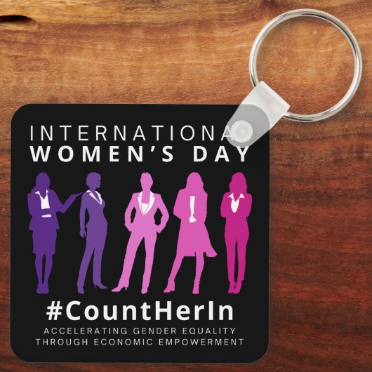 Tel haar op Internationale Vrouwendag Sleutelhanger (Achterkant)