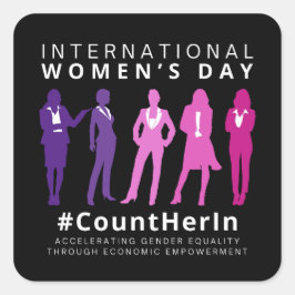 Tel haar op Internationale Vrouwendag Vierkante Sticker