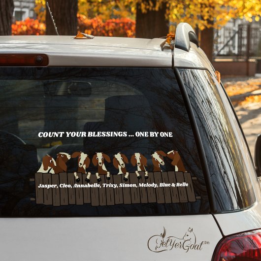 Tel je zegelbewaarder 8 geit op hek raamsticker