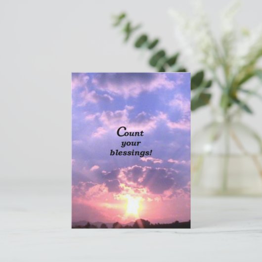 Tel je zegeningen! briefkaart (Staand voorkant)