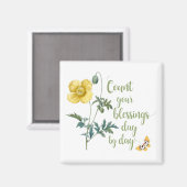 Tel je zegeningen -  gele papaver magneet (Voorkant / Achterkant)