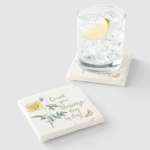 Tel je zegeningen - gele papaver stenen onderzetter (Zijkant)