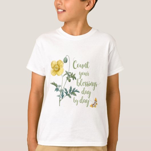 Tel je zegeningen -  gele papaver t-shirt (Voorkant)