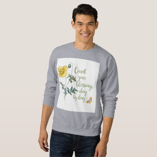 Tel je zegeningen - gele papaver trui (Voorkant volledig)