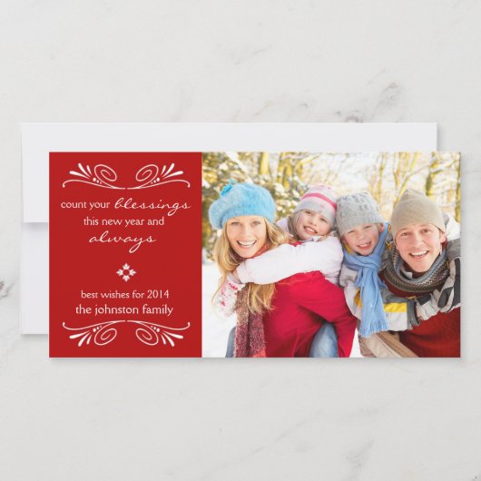 Tel je zegeningen Nieuwjaar Fotokaart / rood Feestdagenkaart (Voorkant)