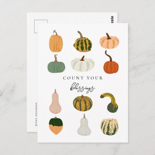 Tel je Zegeningen Pompoenen Herfst Briefkaart (Voorkant / Achterkant)