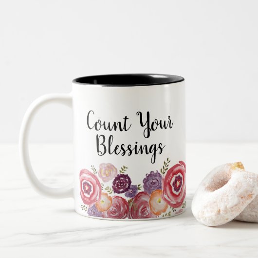 Tel je zegeningen Wildflower Tweekleurige Koffiemok (Met donut)