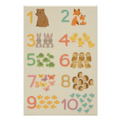 Tel met dieren - Schattigee educatieve nummers Perfect Poster (Voorkant)