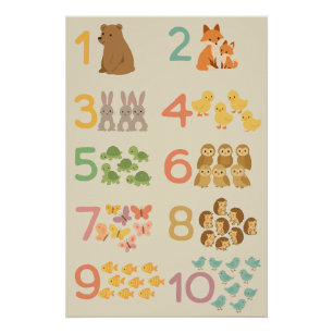 Tel met dieren - Schattigee educatieve nummers Perfect Poster