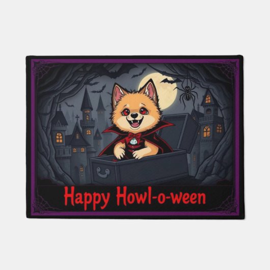 Tel Pomeranian Fijne Hoele-oween Deurmat (Voorkant)