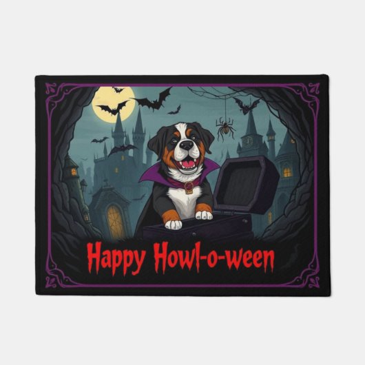 Tel Sint Bernard Gelukkig Howl-o-ween Deurmat (Voorkant)