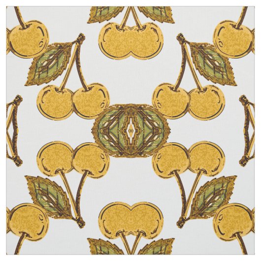 Tela Golden Metallic Cherries Geometric Pattern Stof (Swatch)