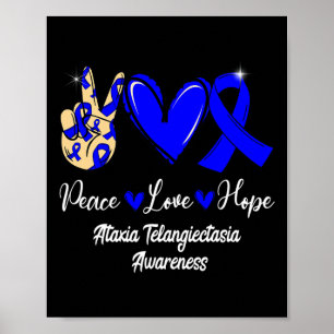 Telangiectasia bewustzijn Peace Love Hope Blue Rib Poster