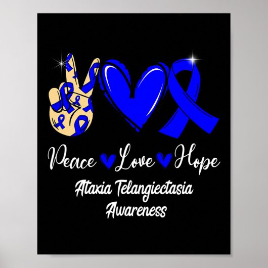 Telangiectasia bewustzijn Peace Love Hope Blue Rib Poster (Voorkant)