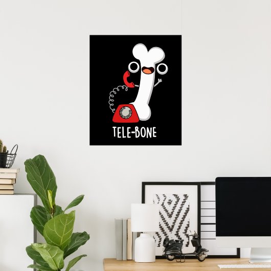 Tele-bone Grappig Bone Telefoon Pun Donker BG Poster (Thuiskantoor)