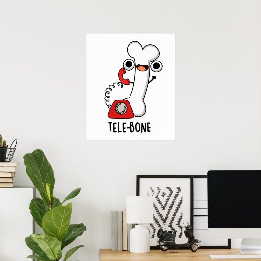 Tele-bone Grappig Bone Telefoon Pun Poster (Thuiskantoor)