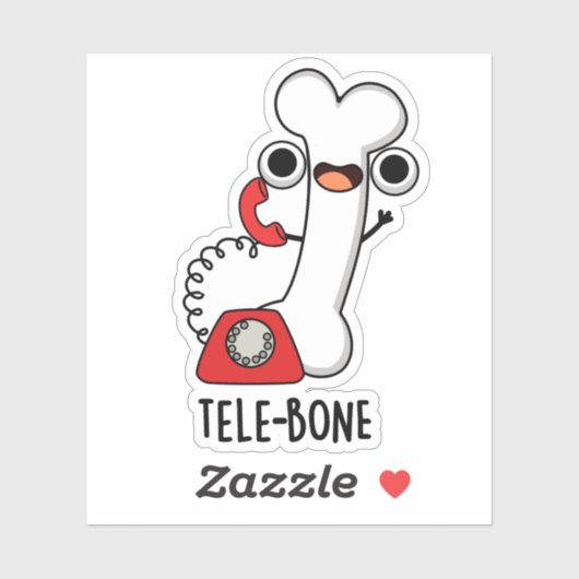Tele-bone Grappig Bone Telefoon Pun Sticker (Vel)