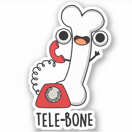 Tele-bone Grappig Bone Telefoon Pun Sticker (Voorkant)
