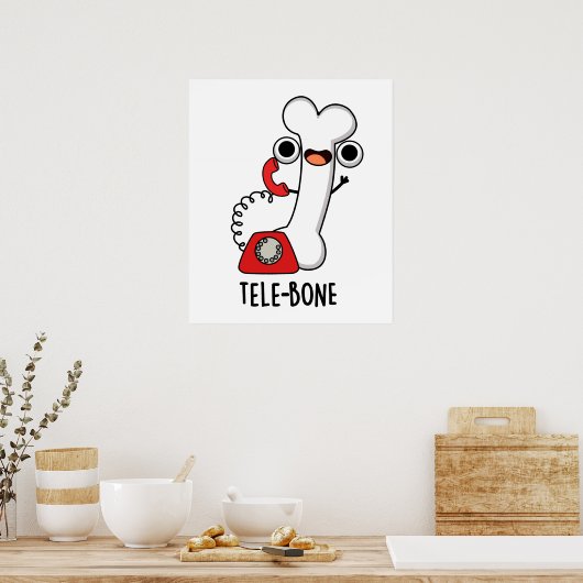 Tele-bone Grappige Bot Telefoon Grappen  Poster (Keuken)