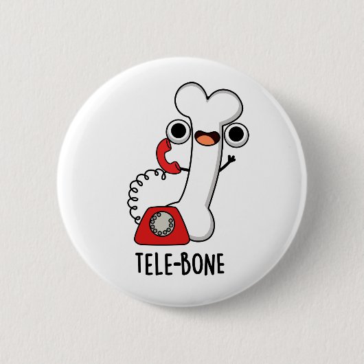 Tele-bone Grappige Bot Telefoon Grappen  Ronde Button 5,7 Cm (Voorkant)