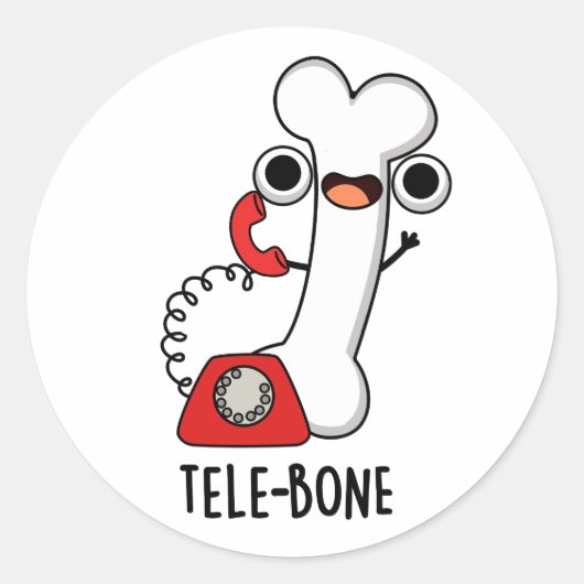 Tele-bone Grappige Bot Telefoon Grappen  Ronde Sticker (Voorkant)