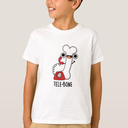 Tele-bone Grappige Botten Telefoon Woordgrap T-shirt (Voorkant)
