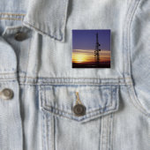 Telecommunicatiemast bij zonsondergang vierkante button 5,1 cm (In situ)