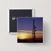 Telecommunicatiemast bij zonsondergang vierkante button 5,1 cm (Voorkant /achterkant)