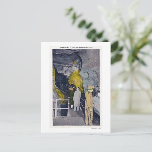 Telefonie aan het hoofd van het ondergrondse meer briefkaart (Staand voorkant)