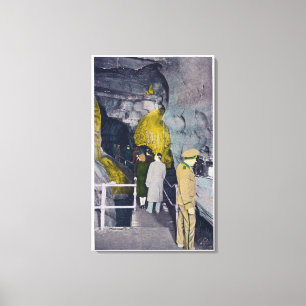 Telefonie aan het hoofd van het ondergrondse meer canvas afdruk