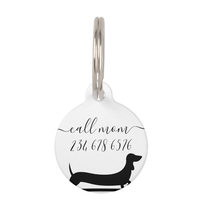 Telefonische naam van de hond Dachshund Huisdierpenning (Achterkant)