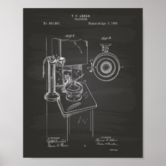 Telefoon 1898 Patent Art Chalkboard Poster