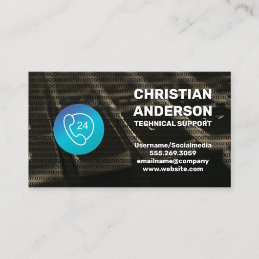 Telefoon 24-pictogram | technische dienst visitekaartje (Voorkant)