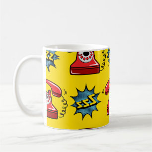telefoon: abstract naadloos patroon. koffiemok