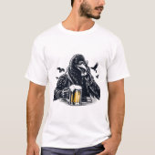 Telefoon bier kraai kunst ontwerp t-shirt (Voorkant)